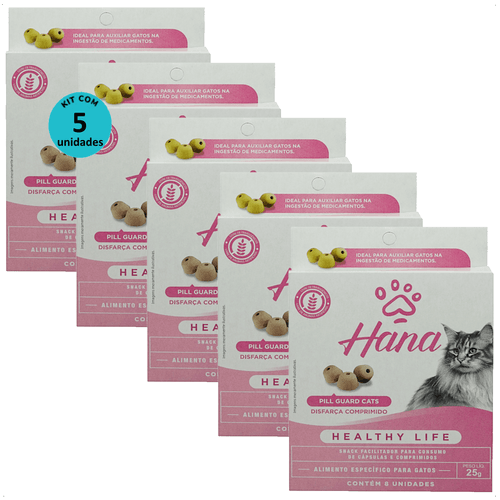 SNACK HANA HEALTHY LIFE PILL GUARD DISFARÇA COMPRIMIDOS 25G PARA GATOS KIT COM 5 SNACK HANA HEALTHY LIFE PILL GUARD DISFARÇA COMPRIMIDOS 25G PARA GATOS KIT COM 5